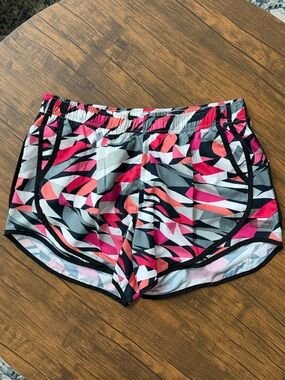 Calvin Klein Athletic Running Shorts L Large Geometric Print Lined Drawstring